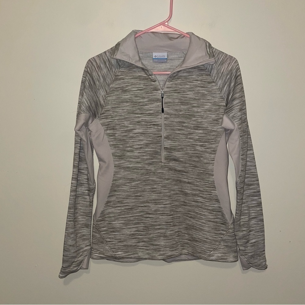 Columbia Tan and Cream Quarter Zip Sweater Pullover Size Small - Picture 1 of 8